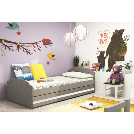 Dětská postel LILI s úložným prostorem 90x200 cm - grafit Bílá BMS