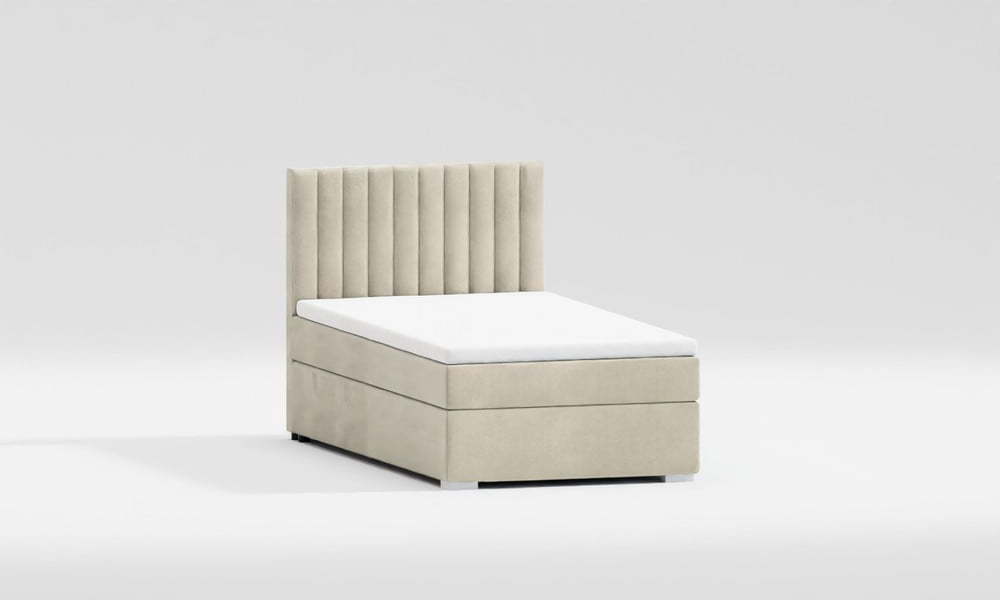 Béžová čalouněná jednolůžková postel s úložným prostorem s roštem 80x200 cm Bunny – Ropez Ropez