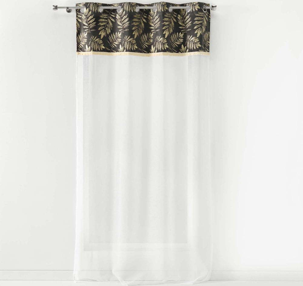 Bílo-antracitová voálová záclona 140x280 cm Adelor – douceur d'intérieur Douceur d intérieur