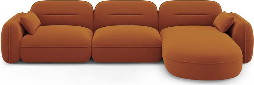 Oranžová sametová rohová pohovka (pravý roh) Audrey – Interieurs 86 Interieurs 86