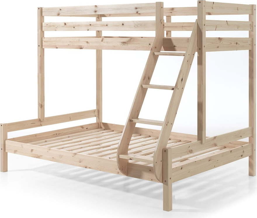 Patrová dětská postel z borovicového dřeva 140x200/90x200 cm v přírodní barvě Pino – Vipack Vipack
