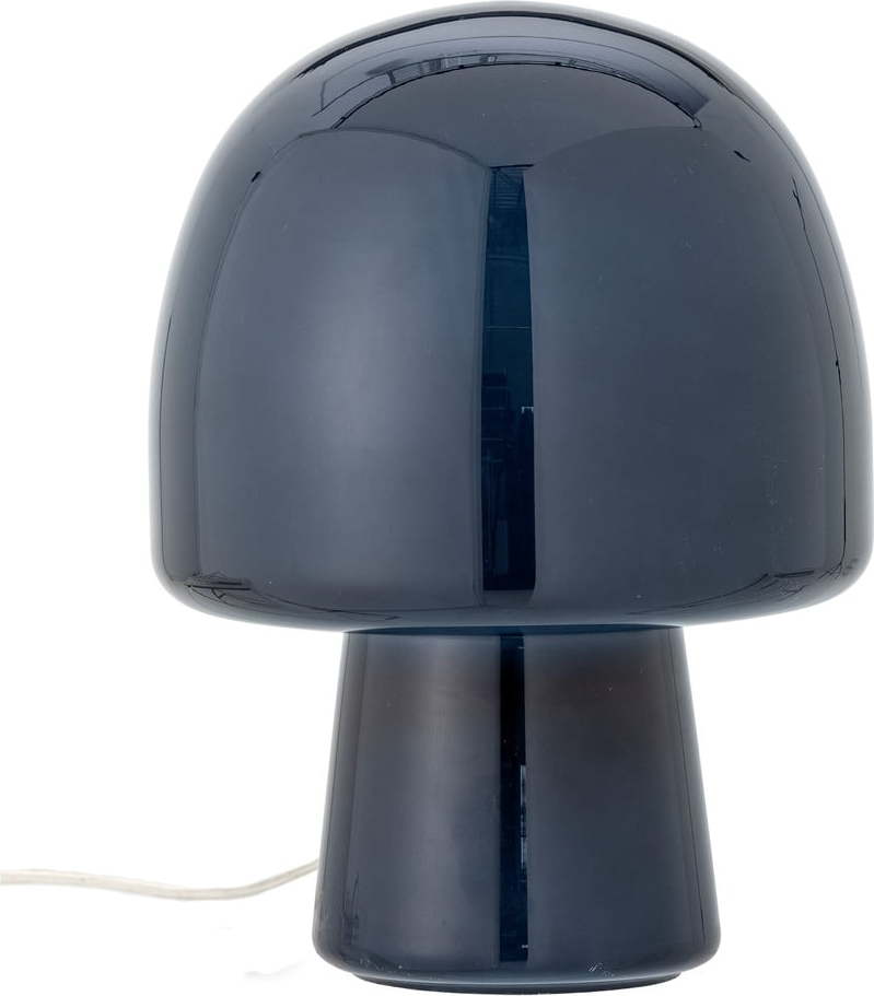 Tmavě modrá stolní lampa se skleněným stínidlem (výška 26
