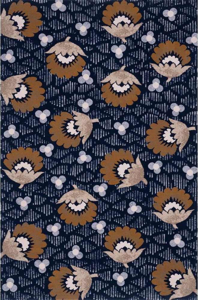 Tmavě modrý vlněný koberec 133x190 cm Chintz – Agnella Agnella