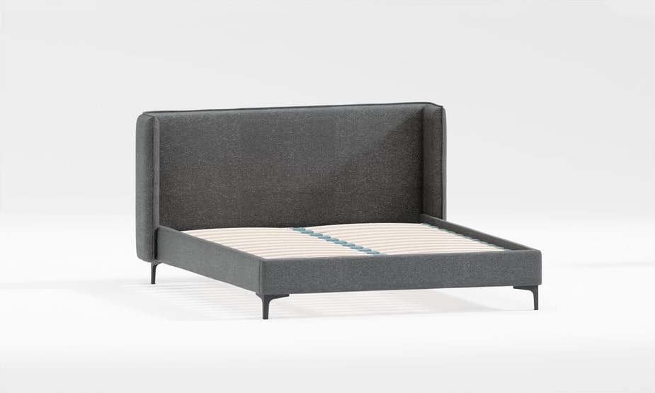 Tmavě šedá čalouněná dvoulůžková postel s roštem 140x200 cm Basti – Ropez Ropez