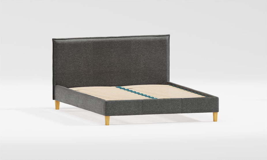 Tmavě šedá čalouněná jednolůžková postel s roštem 90x200 cm Tina – Ropez Ropez