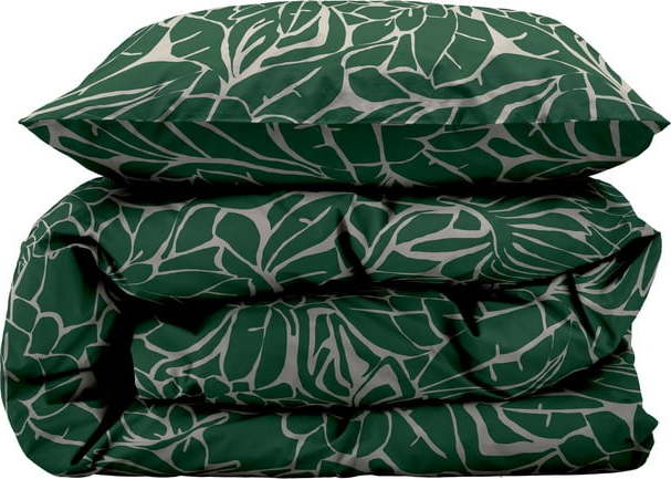 Zelené damaškové prodloužené povlečení na jednolůžko 140x220 cm Abstract leaves – Södahl Södahl