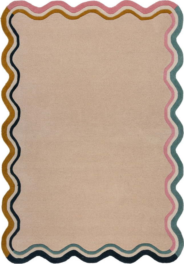 Krémový ručně tkaný vlněný koberec 160x230 cm Leo Scallop – Flair Rugs Flair Rugs