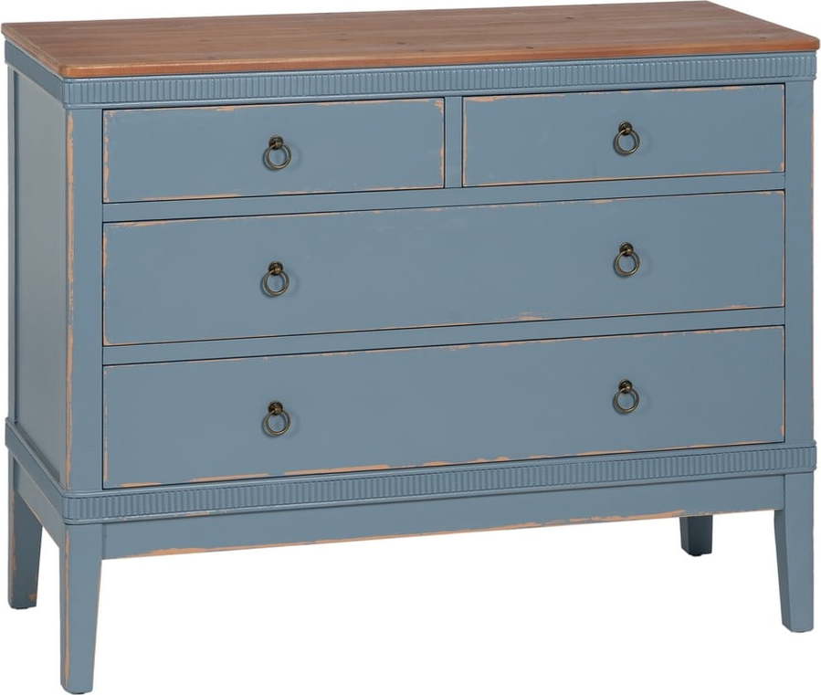 Modrá nízká komoda z jedlového dřeva 115x90 cm Shabby – Ixia Ixia