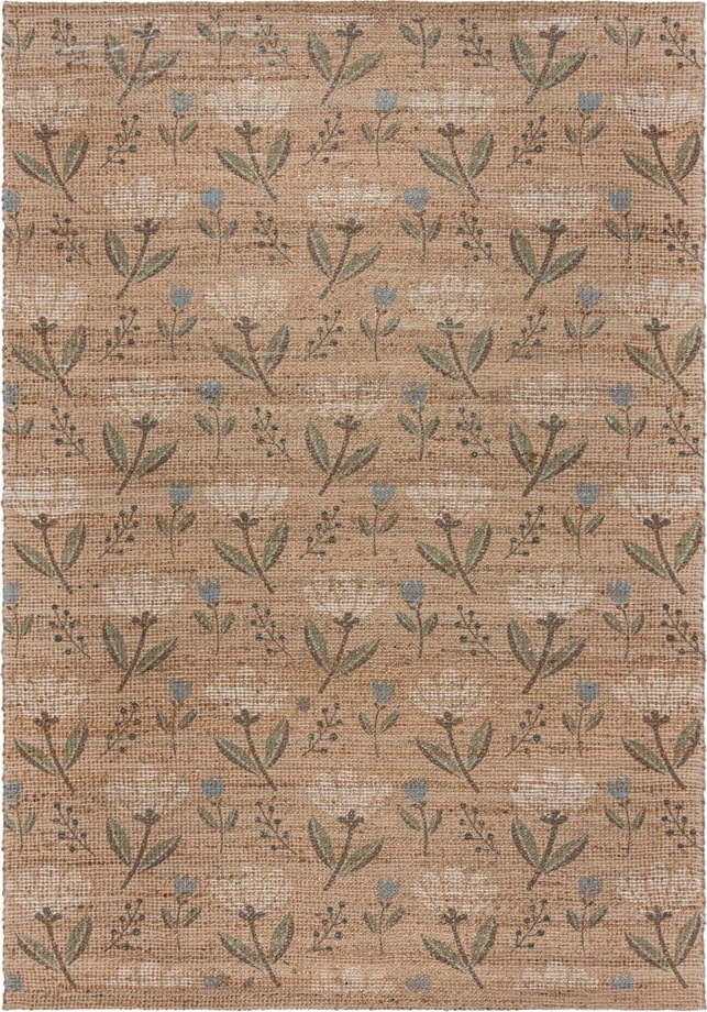 Ručně tkaný koberec s příměsí juty v přírodní barvě 200x290 cm Ariana Jute Floral – Flair Rugs Flair Rugs