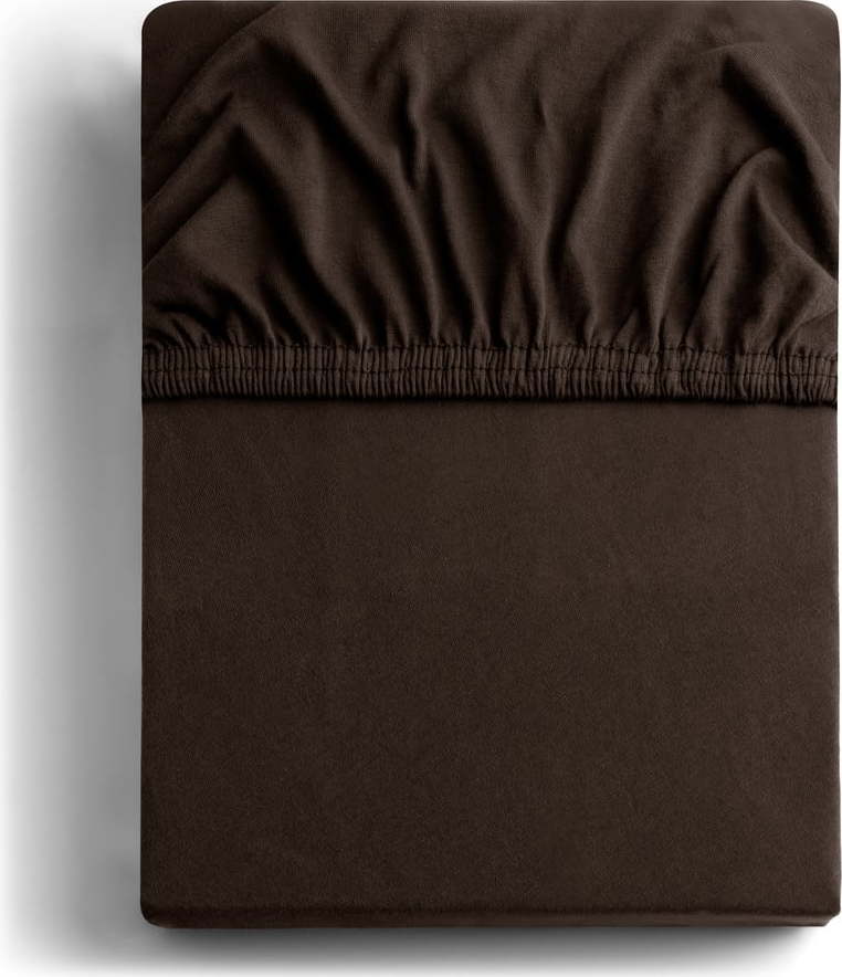 Tmavě hnědé napínací prostěradlo jersey 160x200 cm Amber – DecoKing DecoKing
