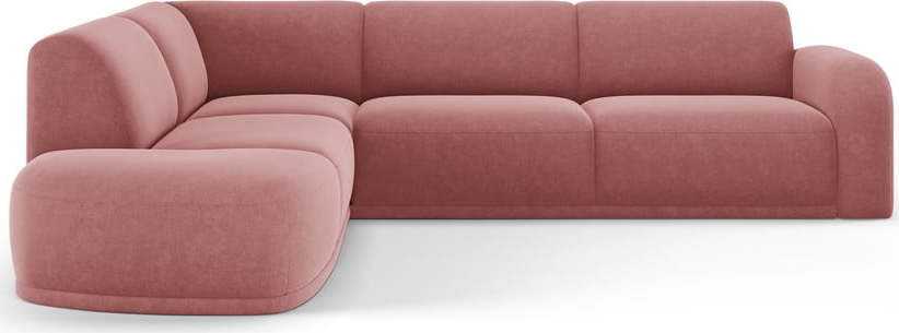 Světle růžová sametová rohová pohovka Erin – Micadoni Home Micadoni Home