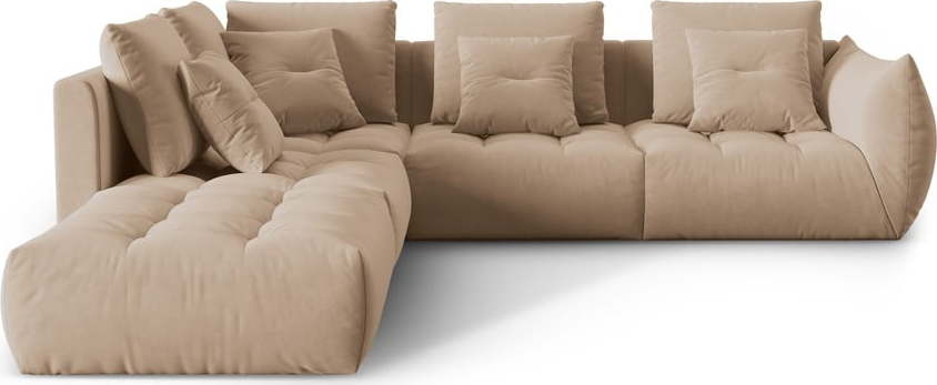 Béžová rohová pohovka z textilie bouclé (levý roh/do L) Bloom – Micadoni Home Micadoni