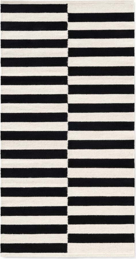 Černo-bílý oboustranný ručně tkaný vlněný koberec 80x150 cm Donna – Hanse Home Hanse Home