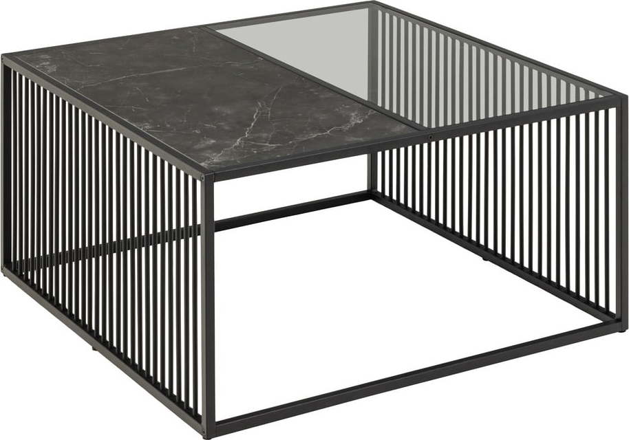 Černý konferenční stolek se skleněnou deskou 80x80 cm Strington – Actona Actona