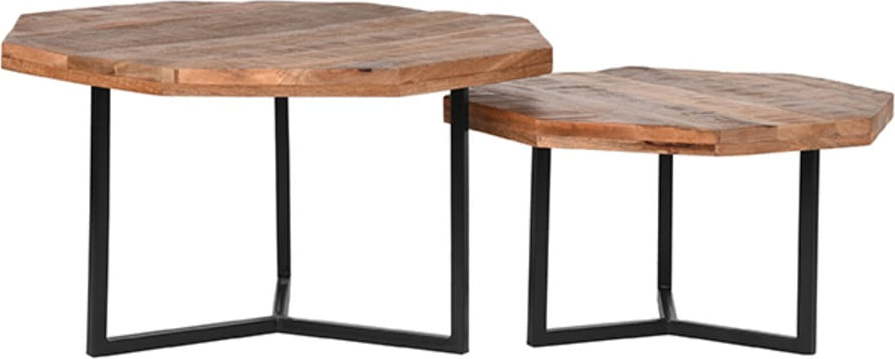 Konferenční stolky z mangového dřeva v přírodní barvě v sadě 2 ks 70x70 cm Figure – LABEL51 LABEL51
