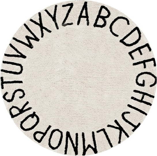 Krémový pratelný ručně tkaný bavlněný dětský koberec ø150 cm ABC Natural Black – Lorena Canals Lorena Canals