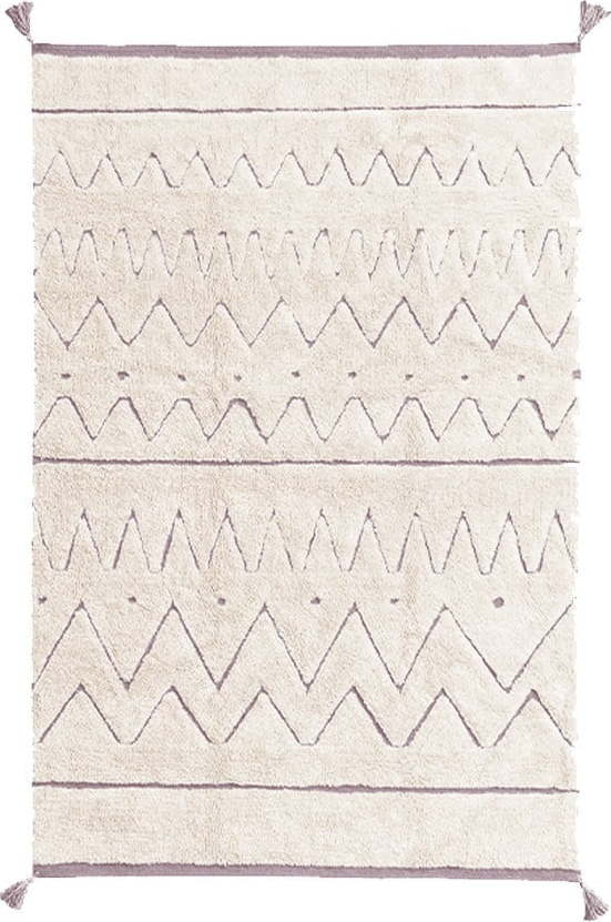 Krémový pratelný ručně tkaný bavlněný koberec 90x130 cm Azteca – Lorena Canals Lorena Canals