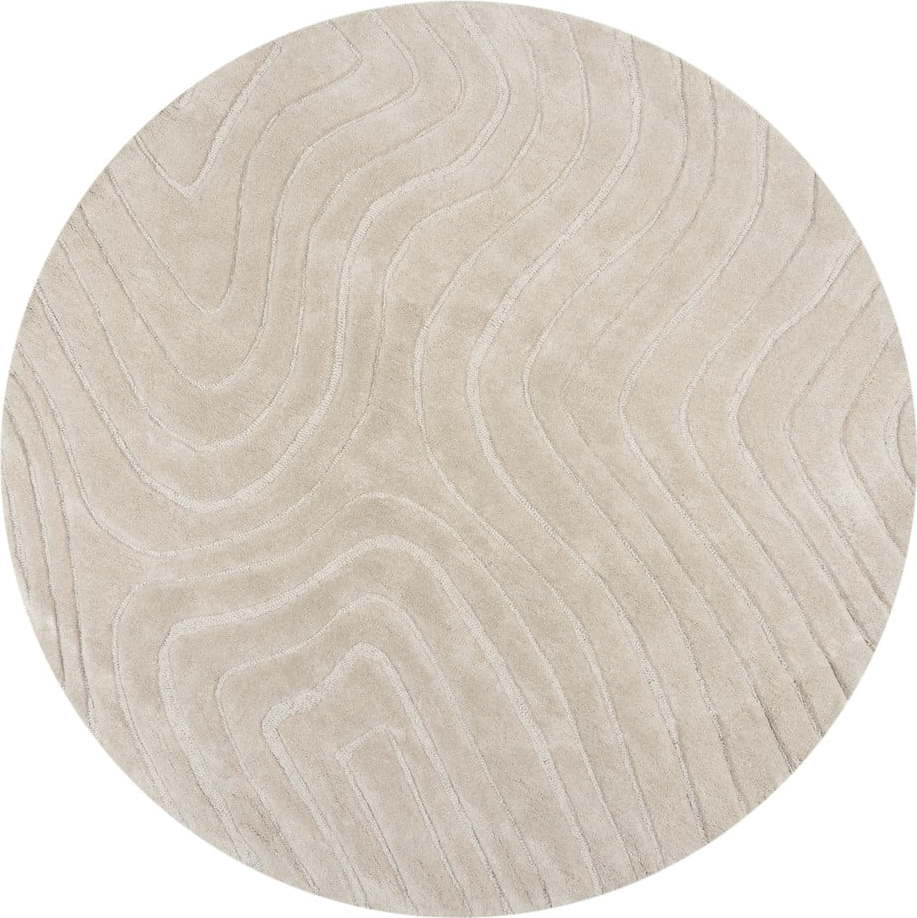 Krémový ručně tkaný vlněný kulatý koberec ø 160 cm Mesmerise Natural – Flair Rugs Flair Rugs