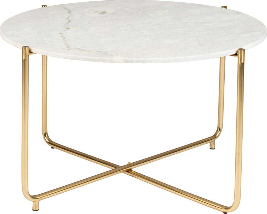 Kulatý konferenční stolek s mramorovou deskou v bílo-zlaté barvě ø 70 cm Timpa – White Label White Label