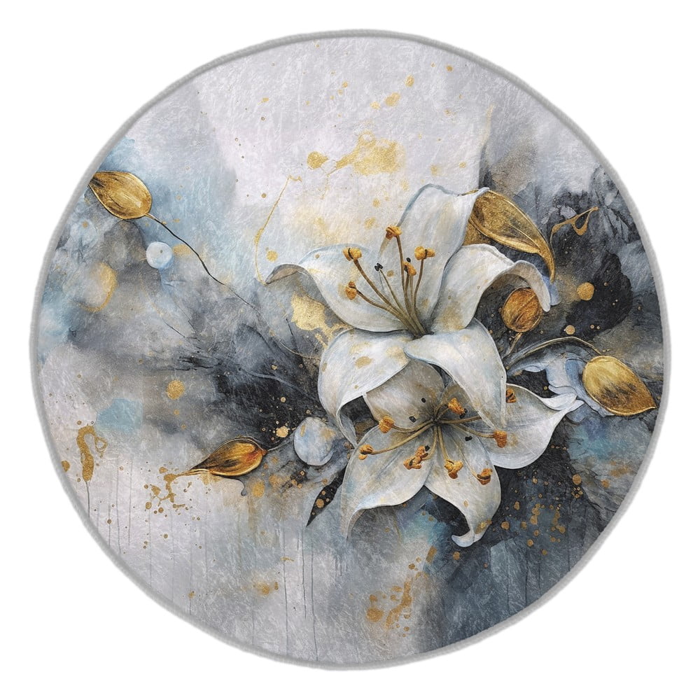 Modro-šedý pratelný kulatý koberec ø 150 cm Golden Lilly – Mila Home Mila Home