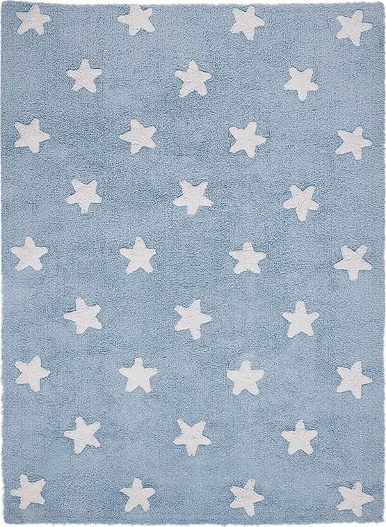 Modrý pratelný ručně tkaný bavlněný dětský koberec 120x160 cm Stars – Lorena Canals Lorena Canals
