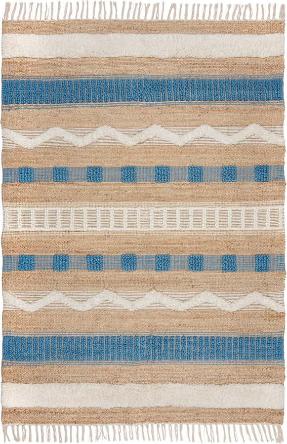 Ručně tkaný koberec s příměsí juty v modro-přírodní barvě 120x170 cm Medina Jute – Flair Rugs Flair Rugs