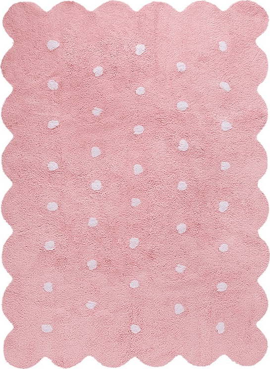 Růžový pratelný ručně tkaný bavlněný dětský koberec 120x160 cm Biscuit Pink – Lorena Canals Lorena Canals