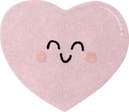 Růžový pratelný ručně tkaný bavlněný dětský koberec 90x105 cm Happy Heart – Lorena Canals Lorena Canals