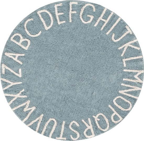 Světle modrý pratelný ručně tkaný bavlněný dětský koberec ø150 cm ABC Vintage Blue – Lorena Canals Lorena Canals