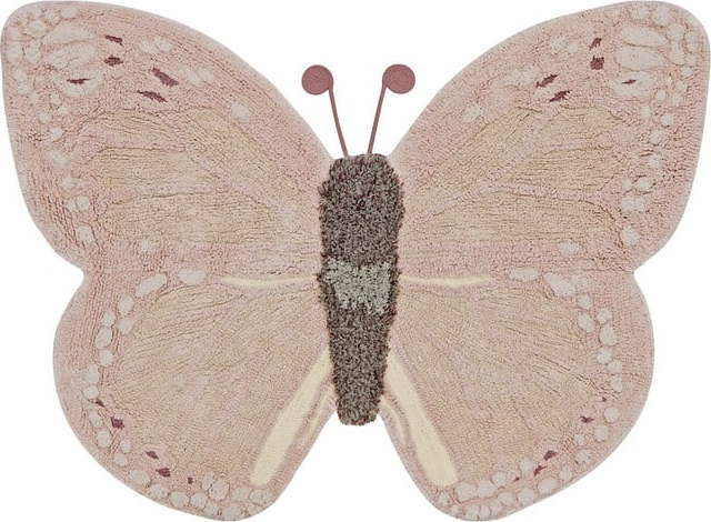 Světle růžovo-béžový pratelný ručně tkaný bavlněný dětský koberec 90x120 cm Baby Butterfly – Lorena Canals Lorena Canals