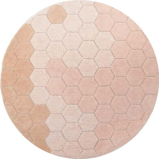 Světle růžový pratelný ručně tkaný bavlněný kulatý koberec ø 140 cm Honeycomb Rose – Lorena Canals Lorena Canals