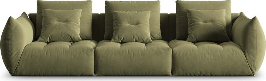 Světle zelená pohovka z textilie bouclé 332 cm Bloom – Micadoni Home Micadoni