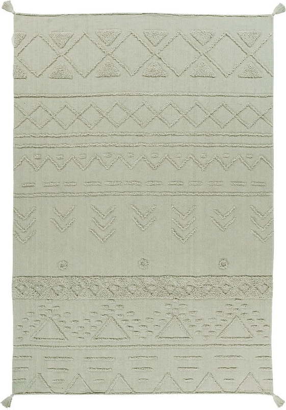 Světle zelený pratelný ručně tkaný bavlněný koberec 140x200 cm Tribu Olive – Lorena Canals Lorena Canals