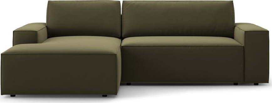 Zelená rozkládací rohová pohovka z textilie bouclé (levý roh) Jodie – Micadoni Home Micadoni