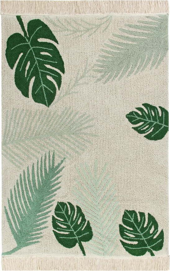 Zeleno-krémový pratelný ručně tkaný bavlněný dětský koberec 140x200 cm Tropical Green – Lorena Canals Lorena Canals