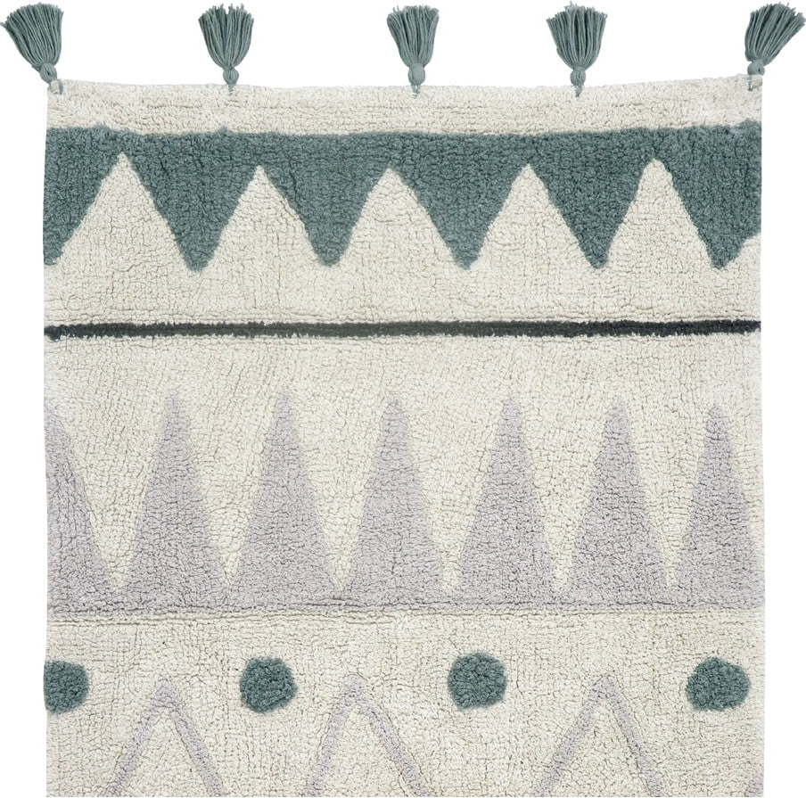 Zeleno-krémový pratelný ručně tkaný bavlněný dětský koberec 70x100 cm Mini Azteca – Lorena Canals Lorena Canals
