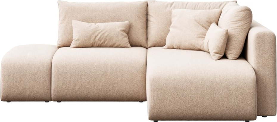 Béžová rozkládací rohová pohovka s úložným prostorem (pravý roh/s lenoškou) Lumine – Ghado Ghado