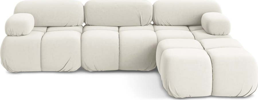 Bílá sametová modulární rohová pohovka Lokua – Makamii Makamii