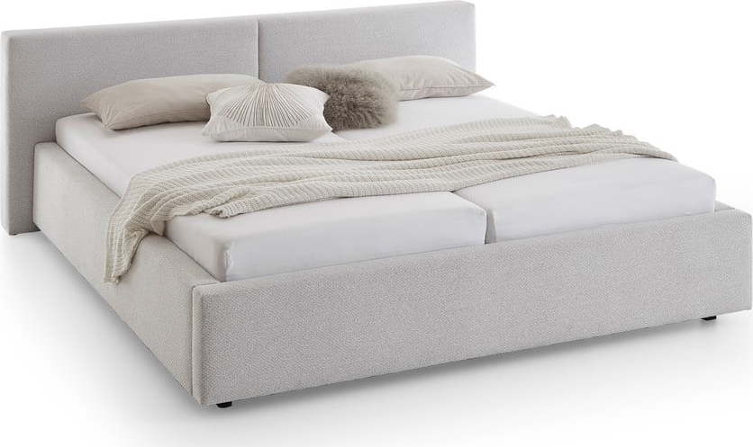 Čalouněná dvoulůžková postel bez roštu 140x200 cm ve stříbrné barvě Cube – Meise Möbel Meise Möbel