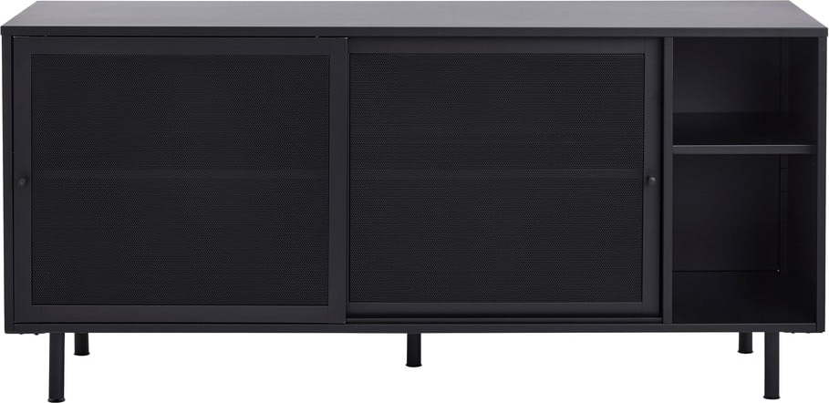 Černá kovová komoda s posuvnými dveřmi 160x75x46 cm Veep – Unique Furniture Unique Furniture