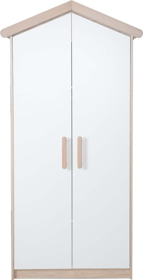 Dětská šatní skříň v bílé a přírodní barvě v dekoru dubu 96x190x50 cm Cabane – Roba Roba
