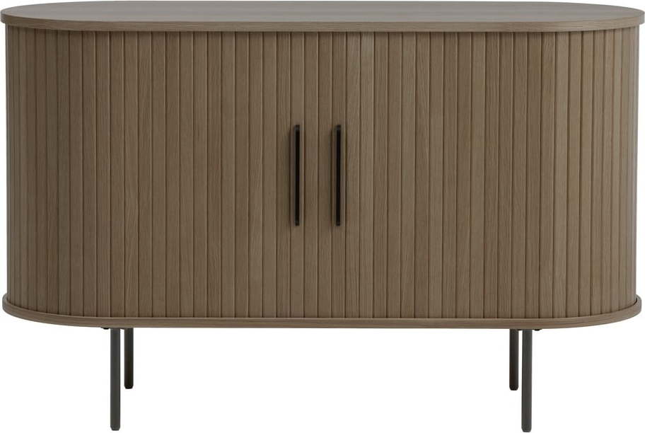 Hnědá komoda v dekoru dubu s posuvnými dveřmi 120x76x45 cm Nola – Unique Furniture Unique Furniture