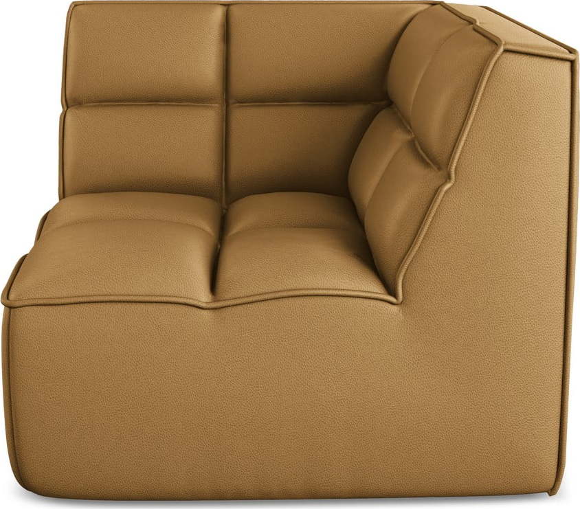 Koňakově hnědý modul pohovky z imitace kůže Kalai – Makamii Makamii