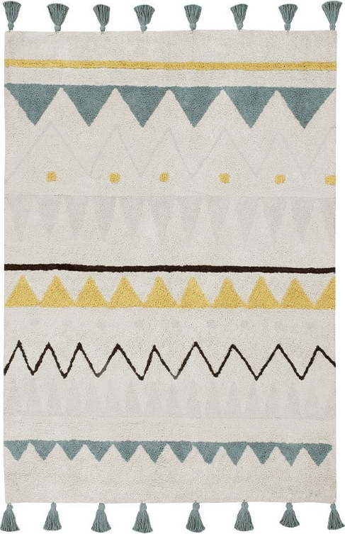 Krémový pratelný ručně tkaný bavlněný dětský koberec 120x160 cm Azteca Vintage Blue – Lorena Canals Lorena Canals