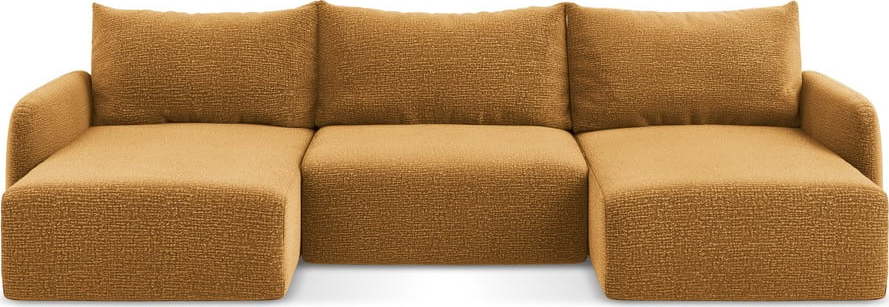 Oranžová rozkládací/s úložným prostorem rohová pohovka Kalena – Makamii Makamii