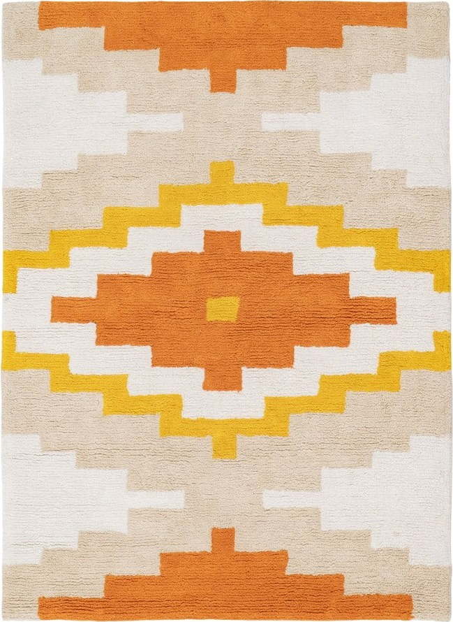 Oranžový pratelný bavlněný koberec 100x135 cm Azteca – Ixia Ixia