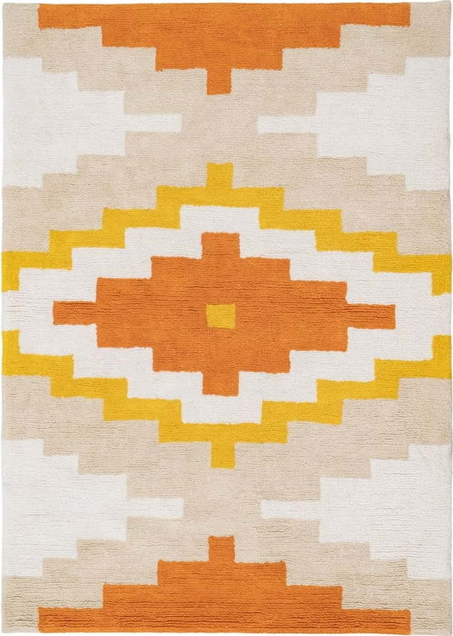 Oranžový pratelný bavlněný koberec 120x160 cm Azteca – Ixia Ixia
