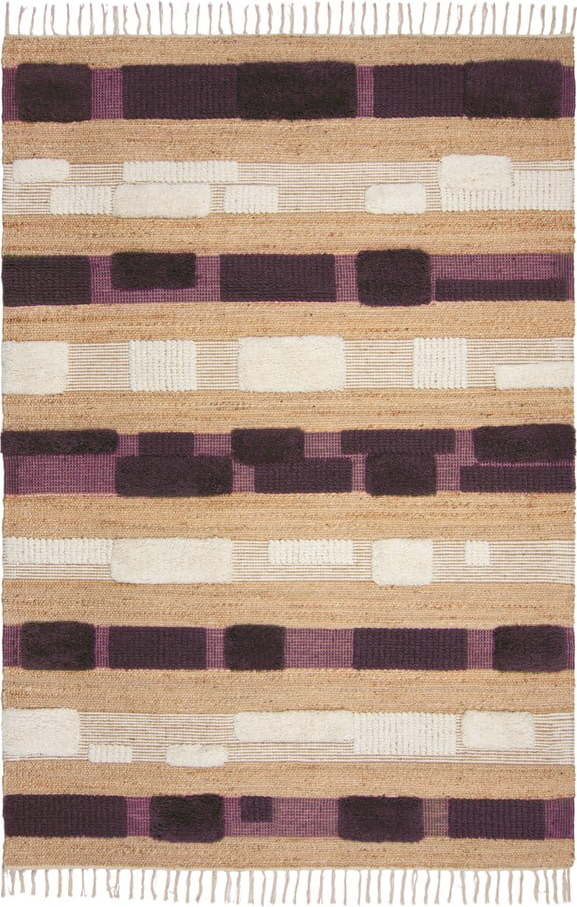 Ručně tkaný koberec s příměsí juty ve fialovo-přírodní barvě 120x170 cm Medina Blocks – Flair Rugs Flair Rugs
