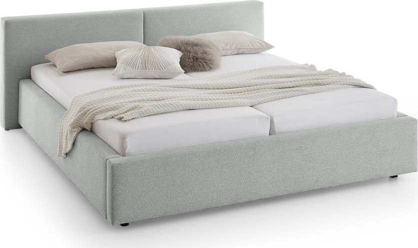 Šedá čalouněná dvoulůžková postel s úložným prostorem s roštem 180x200 cm Cube – Meise Möbel Meise Möbel