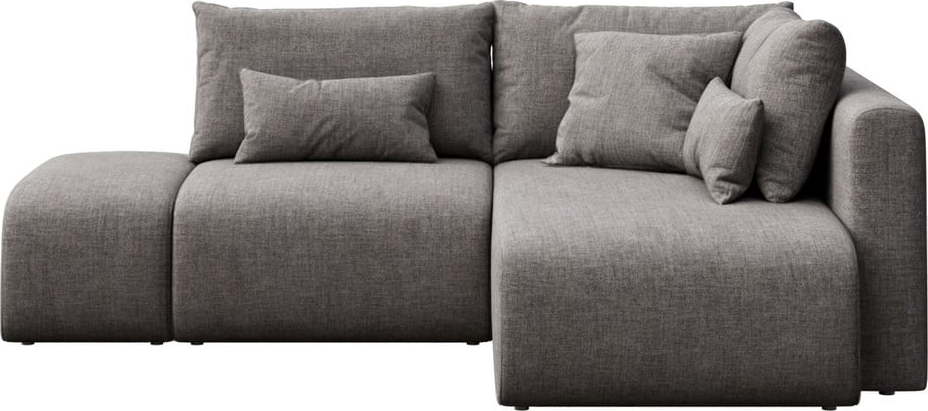 Šedá rozkládací rohová pohovka s úložným prostorem (pravý roh/s lenoškou) Lumine – Ghado Ghado